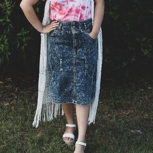 Acid Midi Denim Skirt